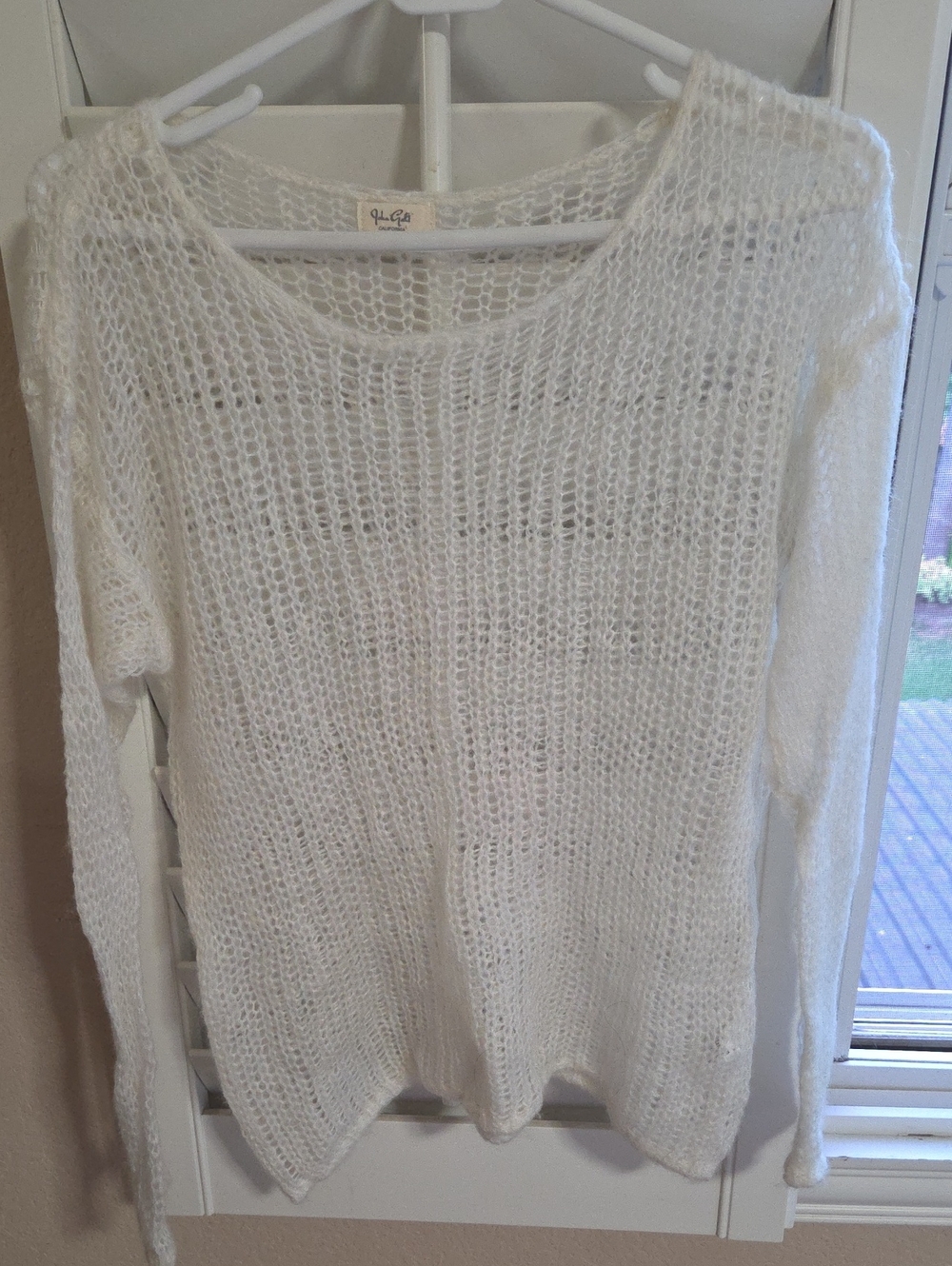 Brandy Melville White Open-Knit Crewneck Sweater